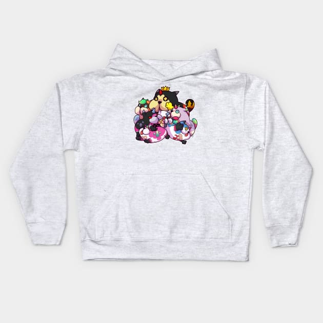 MEOW WOW PILE Kids Hoodie by Shlimaz